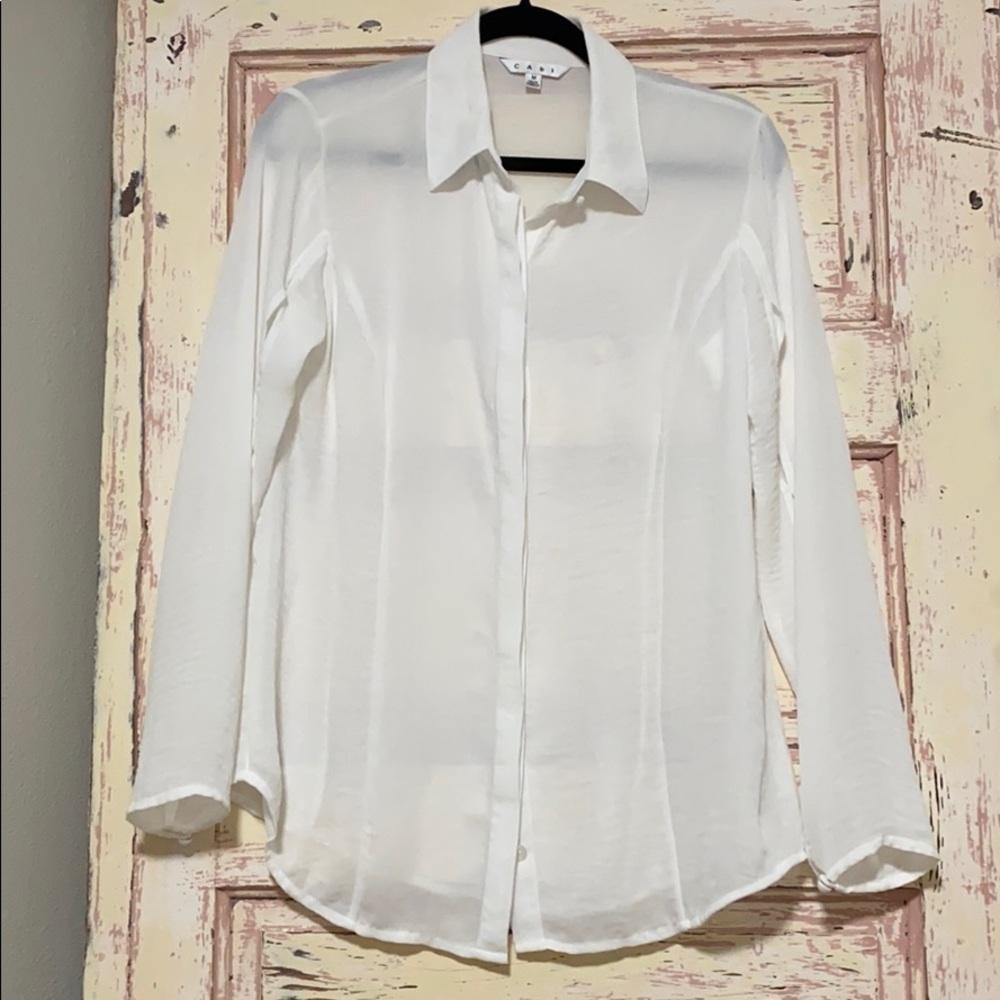 Cabi Sheer Top with Cutout Sleeves